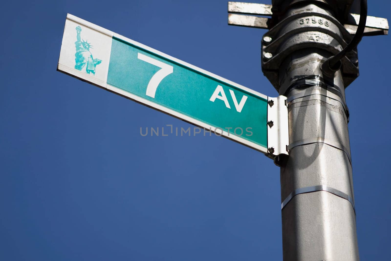 Low angle view of a street name sign, Times Square, Manhattan, New York City, New York State, USA