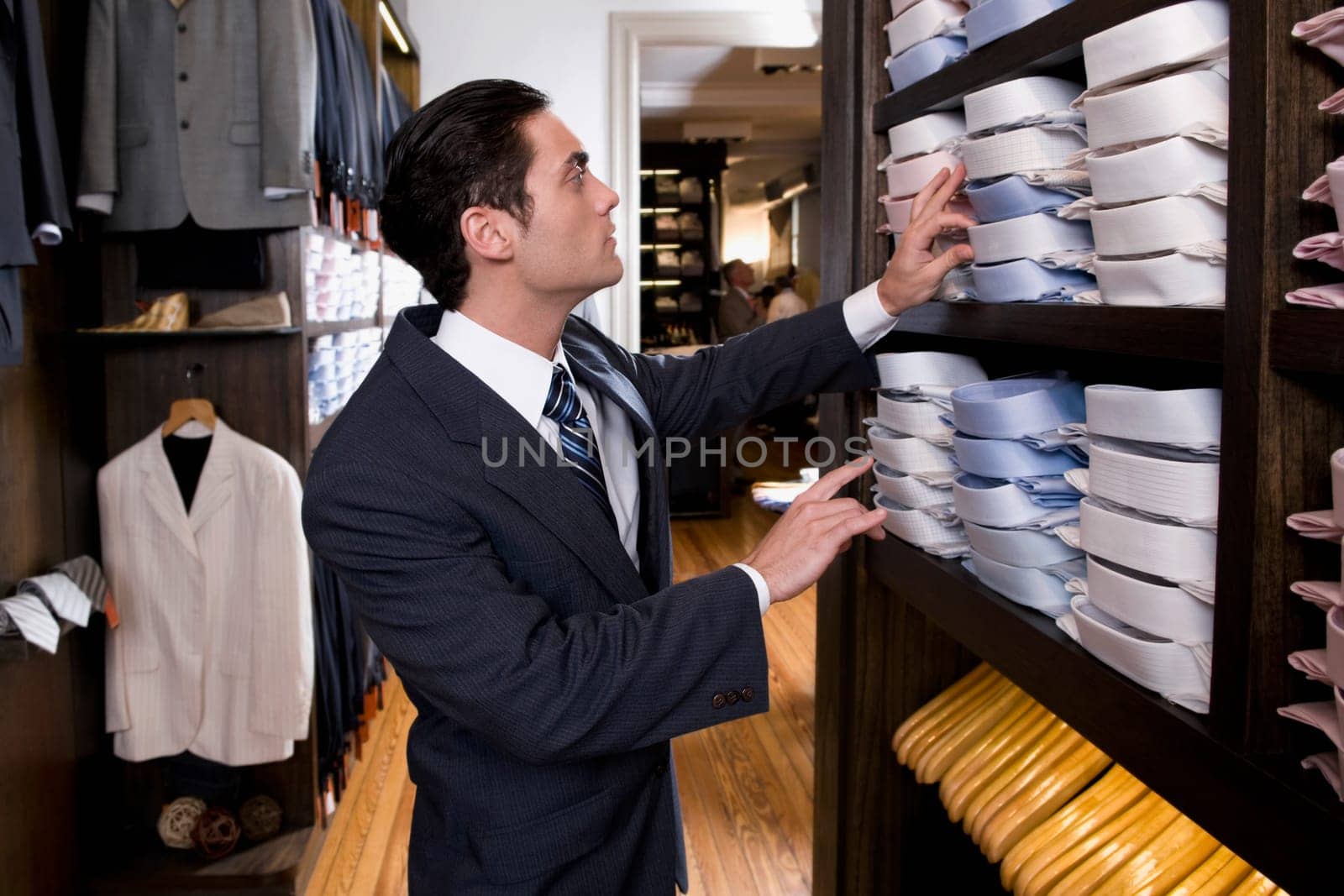 Customer shopping in a clothing store