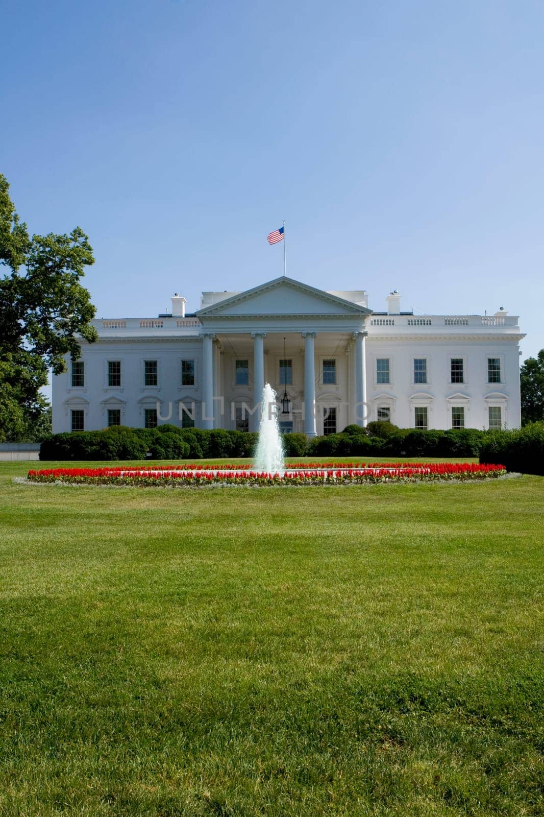 Fountain in front of a government building, White House, Washington DC, USA