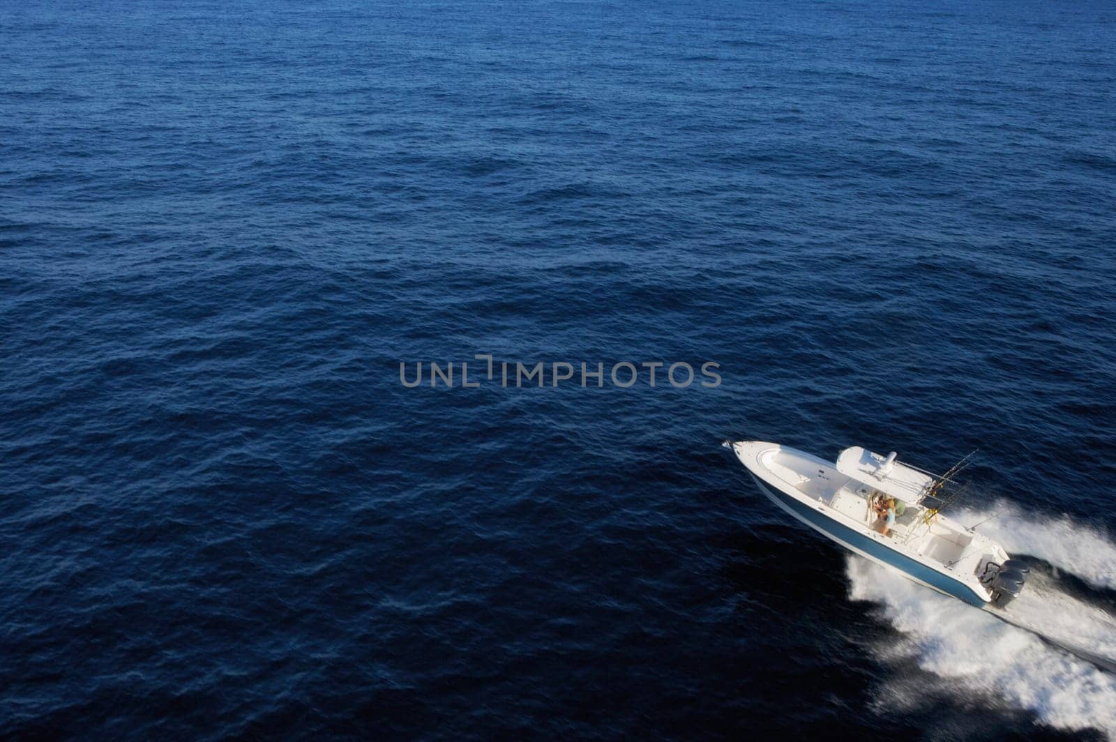 High angle view of a speedboat in the sea