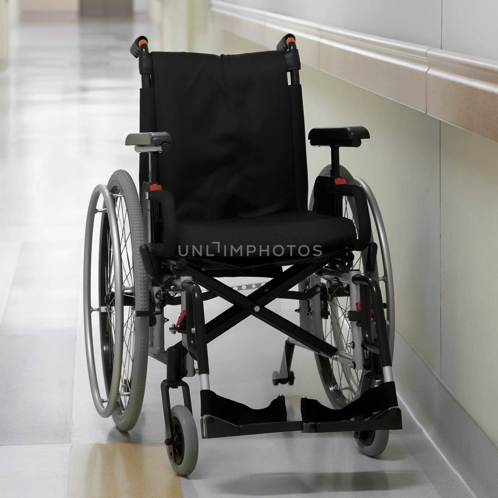 Close_up of a wheelchair in a hospital