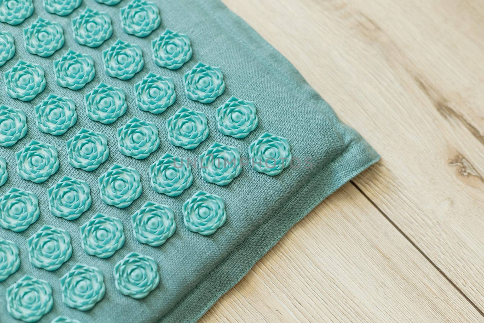 Massage acupuncture rug. Alternative china medicine, mat with needles.