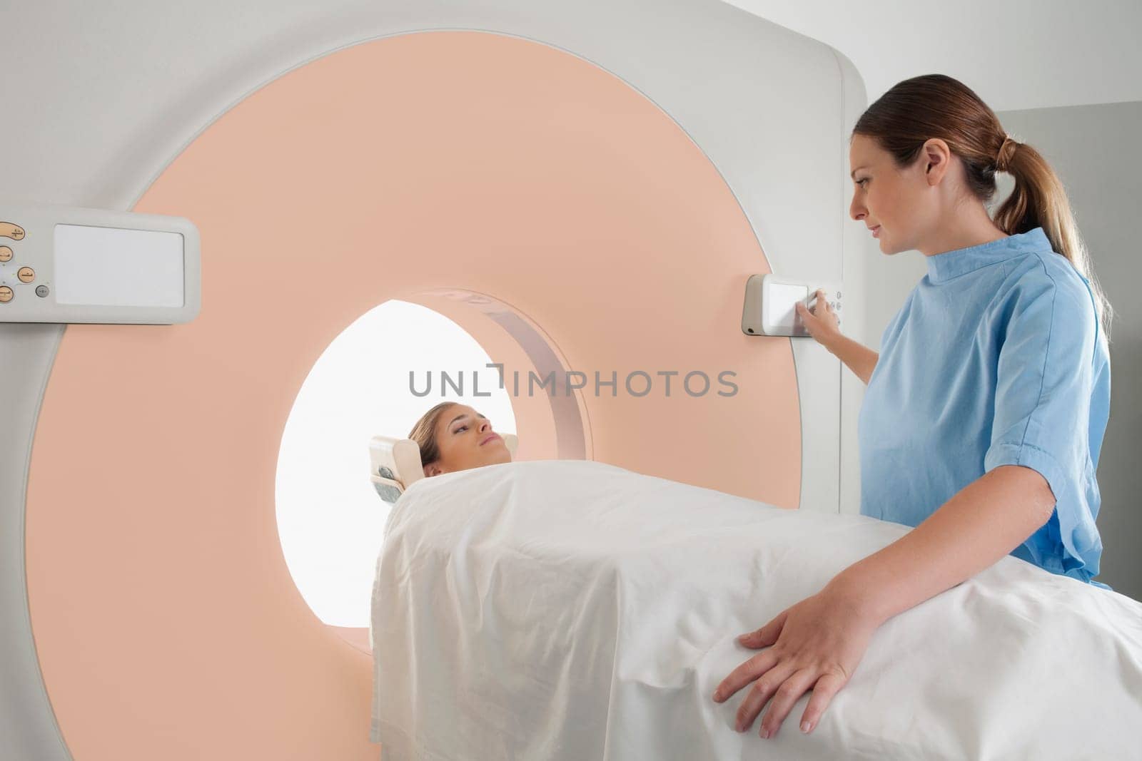 Patient going through an MRI scan