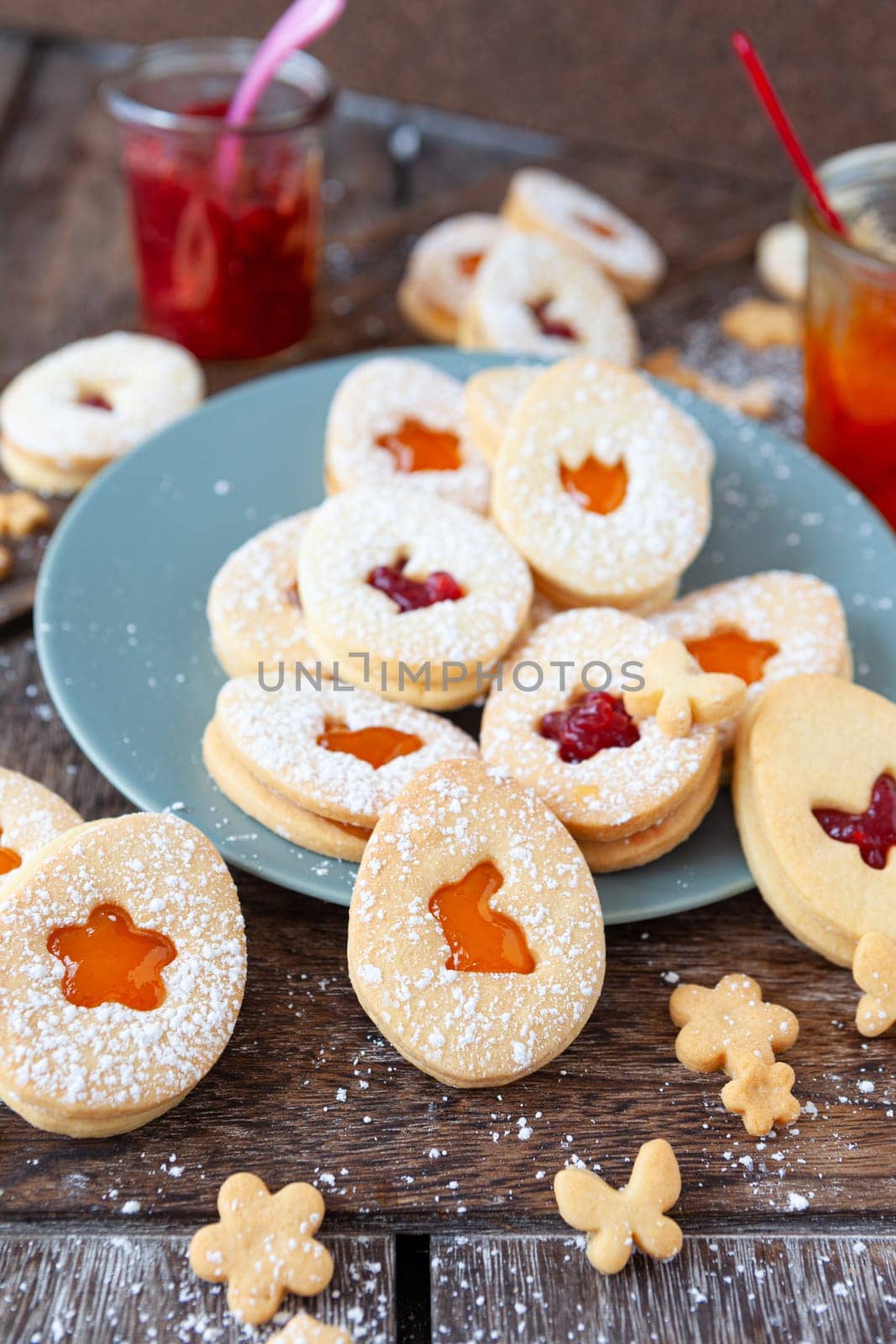 Jam filled sugar cookies for a Happy Easter