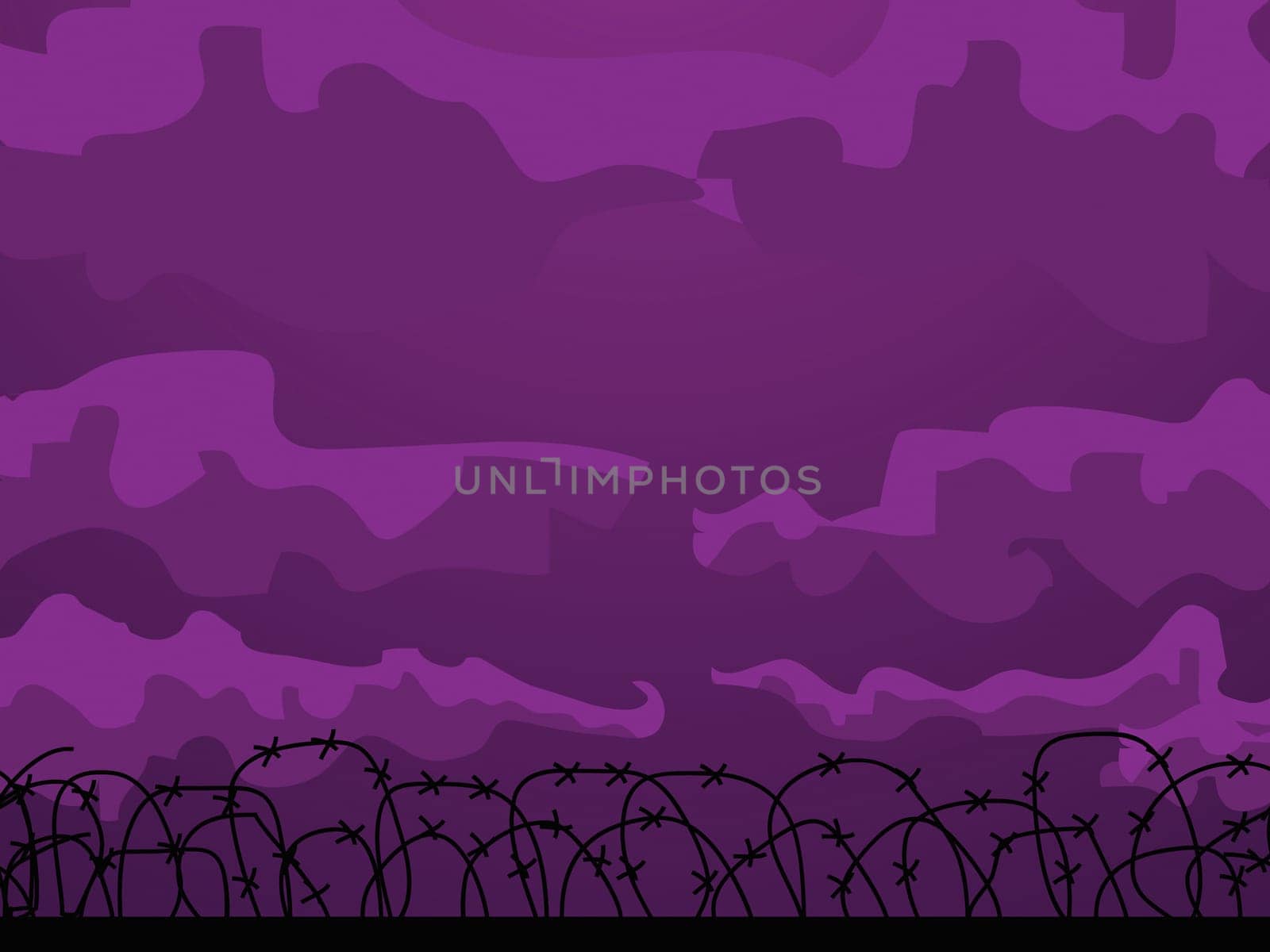 Barbed wire fence at dusk