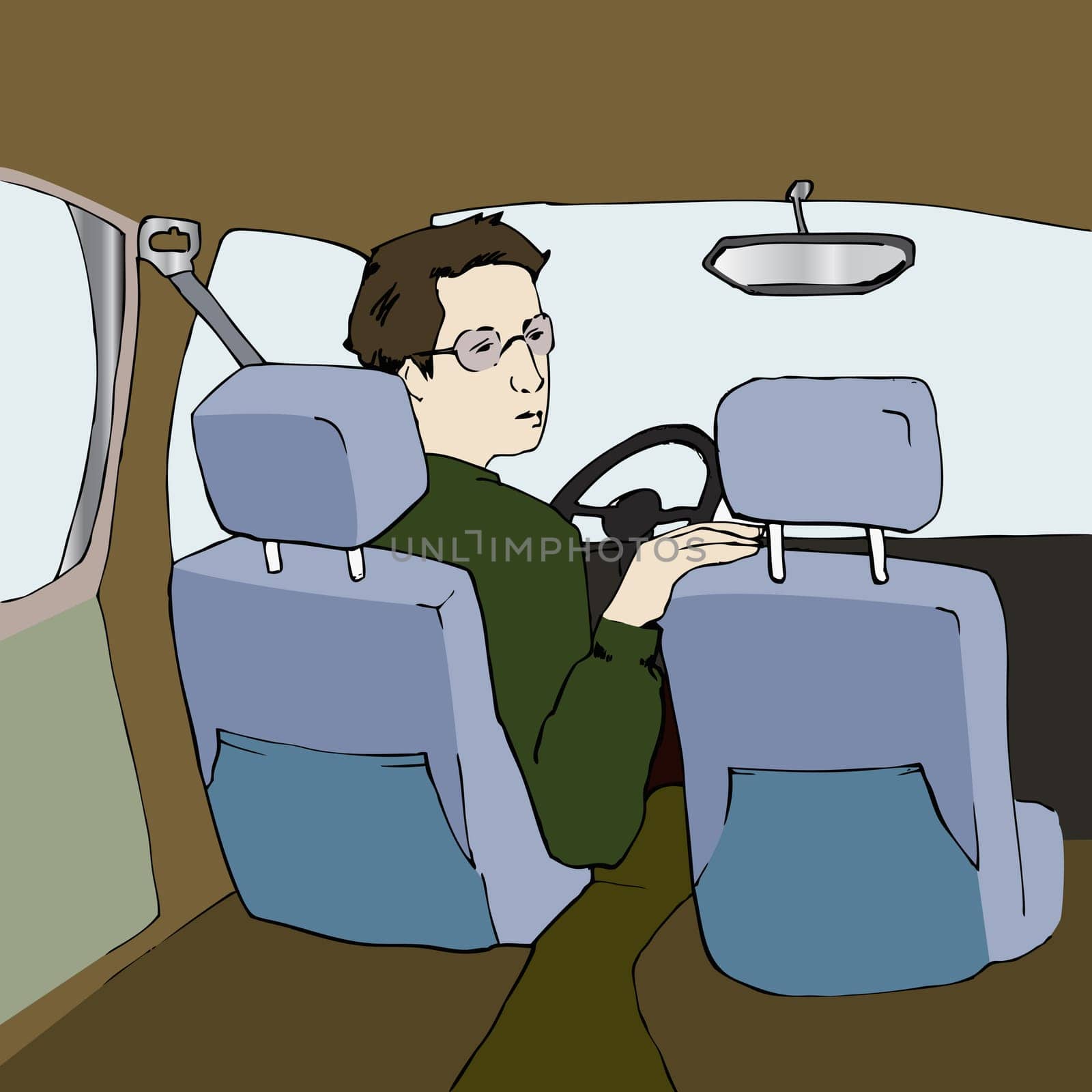 Man driving a car