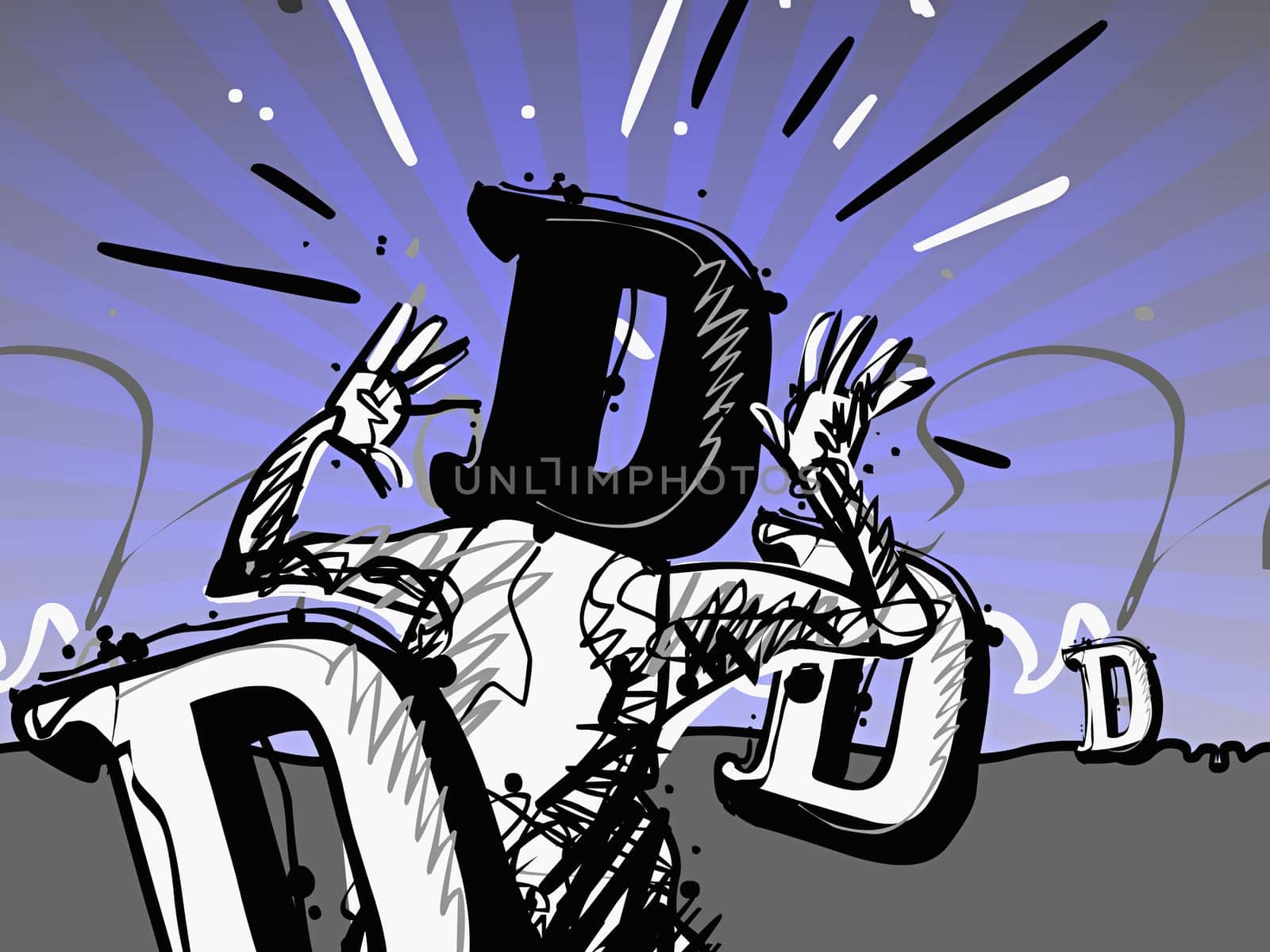 The letter D on a person's forehead