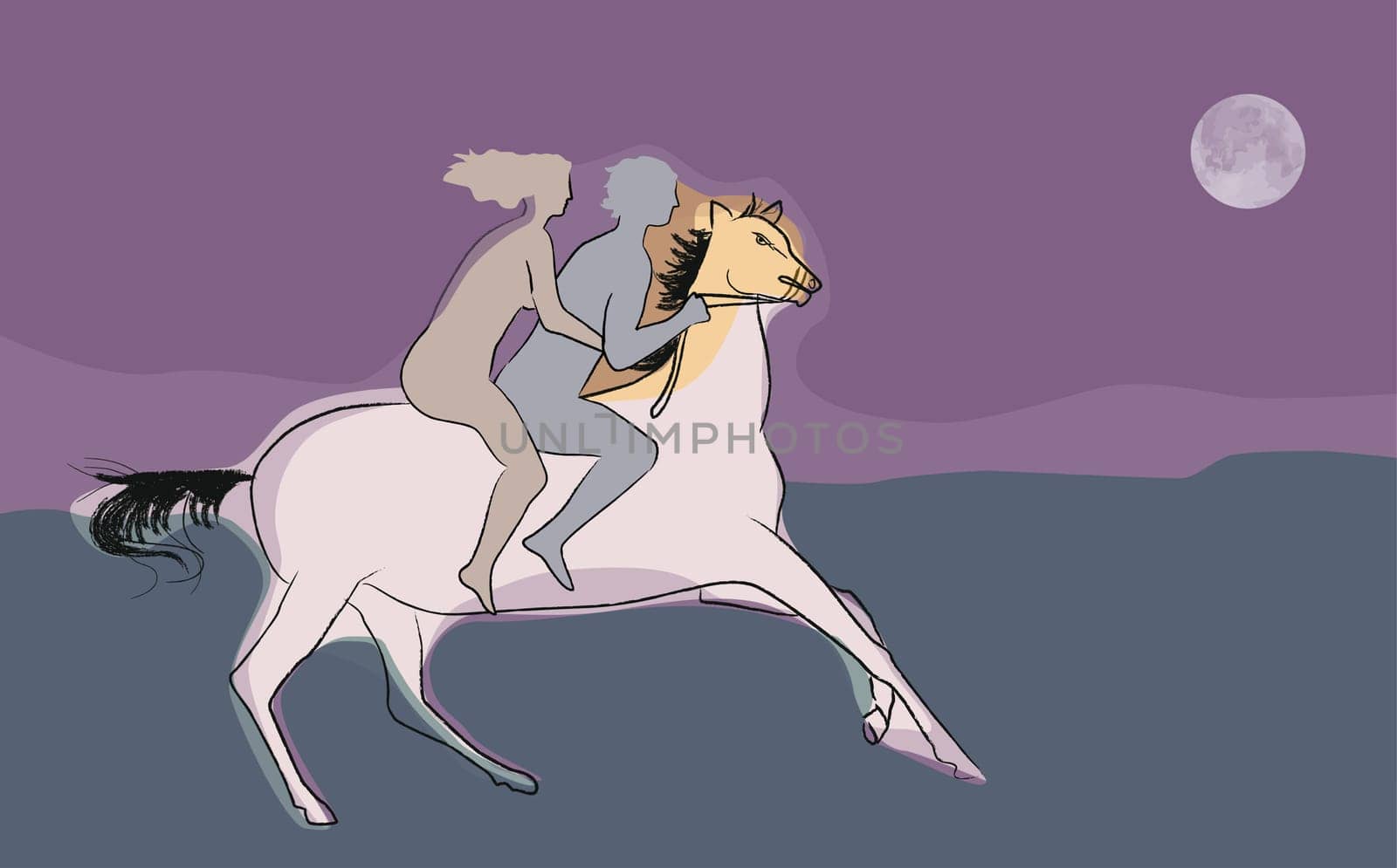 Man and a woman riding a horse