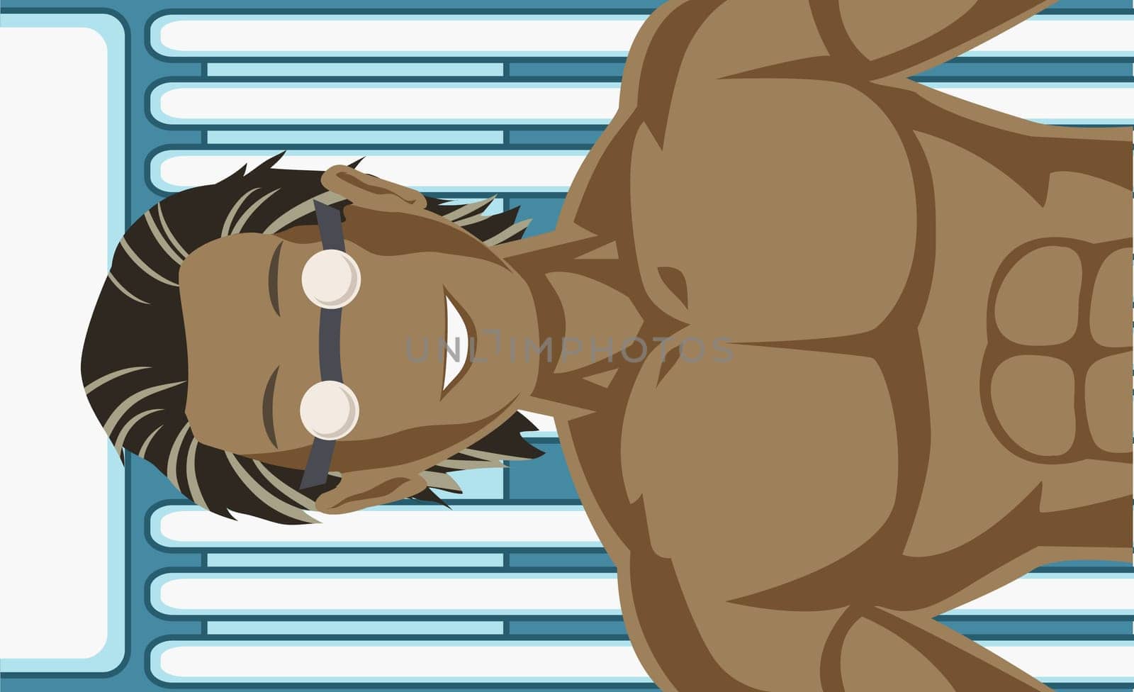 High angle view of a man wearing goggles