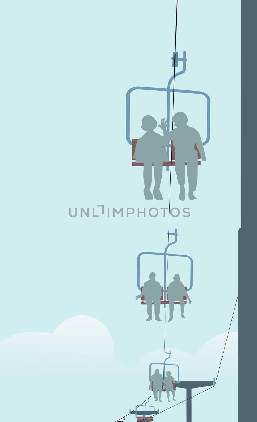 Group of people sitting on ski lifts