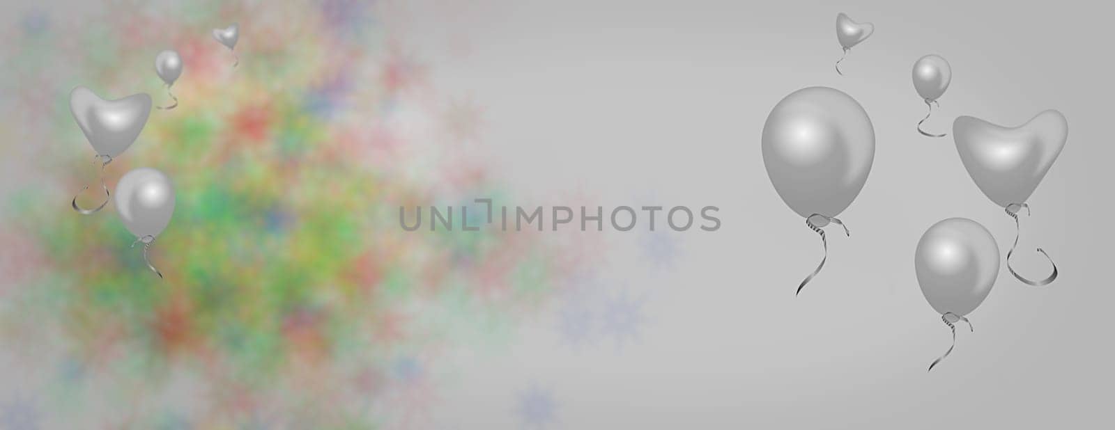 Panoramic background banner for sympathy loss mourning sorrow or saying goodbye with balloons and hearts suitable for facebook cover photo