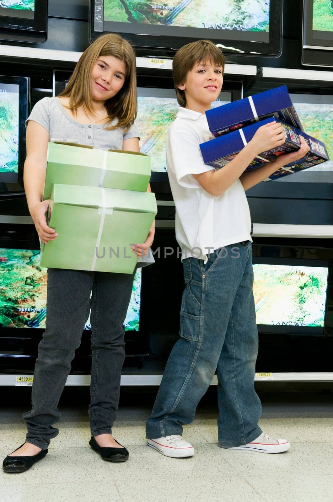 Boy and a girl shopping in a supermarket
