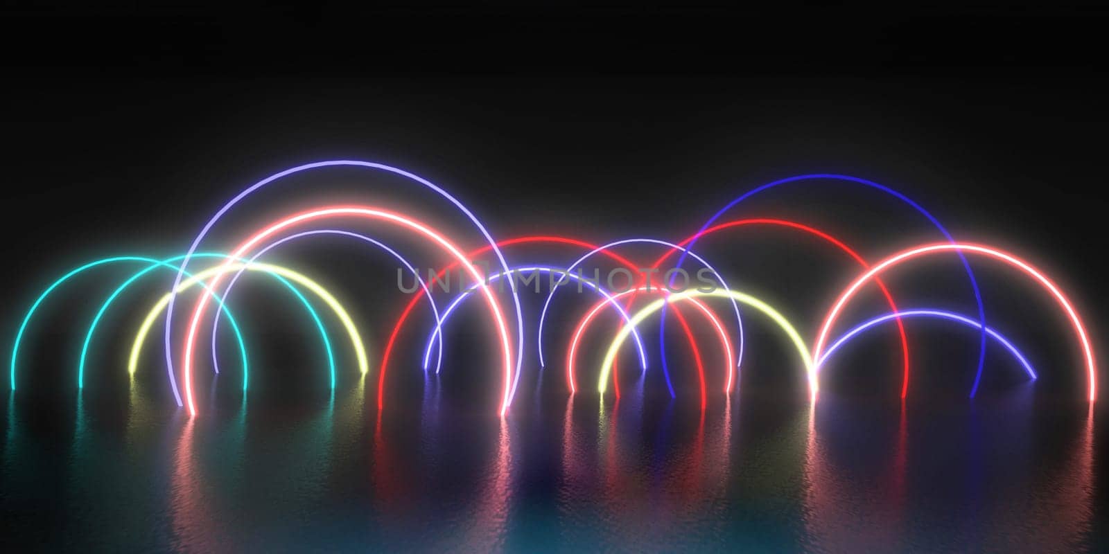 Dance Party Background with Glowing Neon Circles