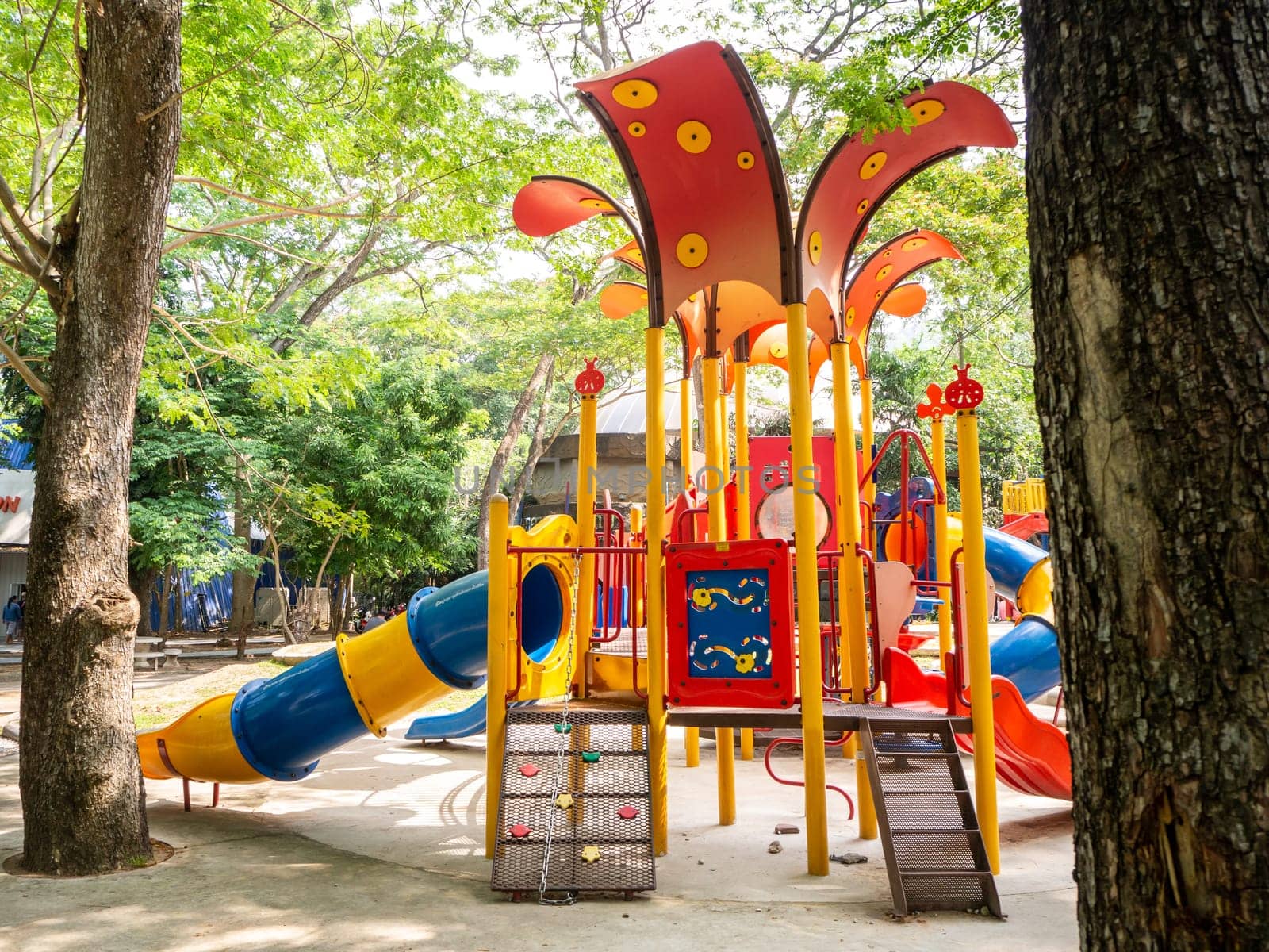 The Colorful playground on yard in the park.