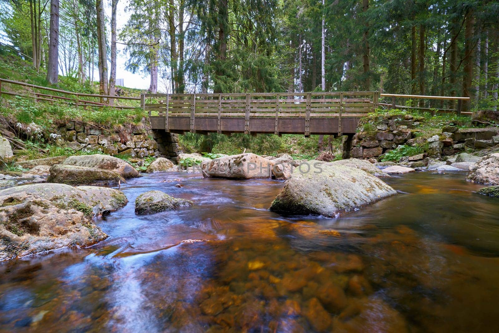 Bridge over the river Kalte Bode at the foot of the Brocken near Schierke in the Harz National Park