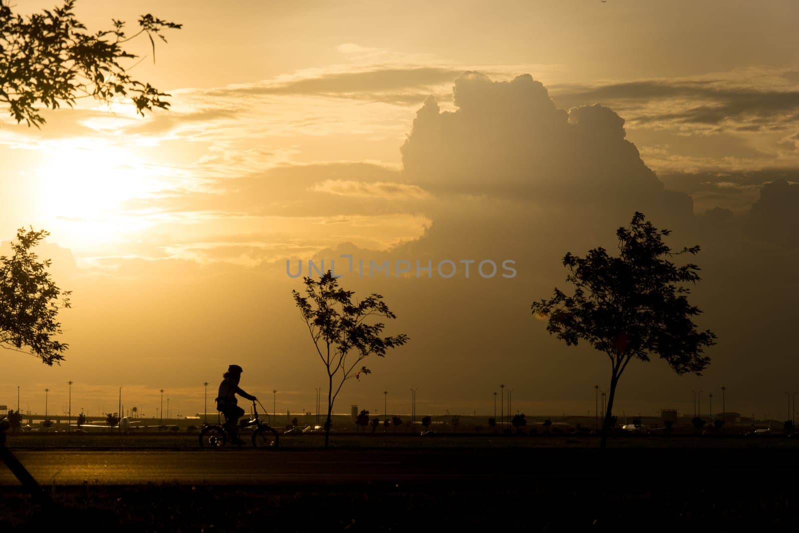 silhouette bike on sunset