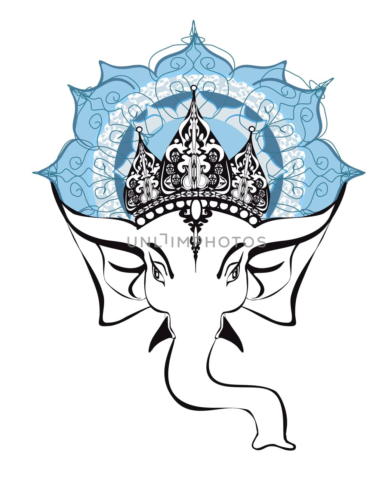 Hindu Lord Ganesha over ornate mandala