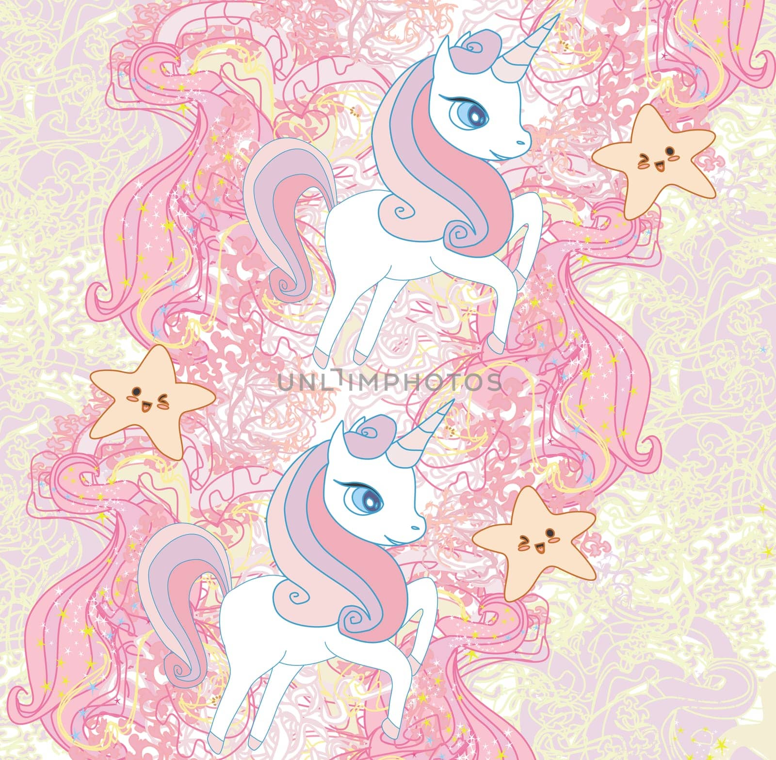 Seamless pattern with cute unicorns