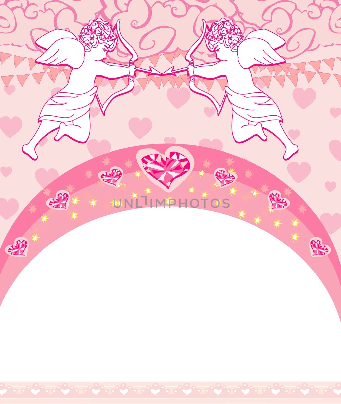 Happy valentine's day vintage card with cupids