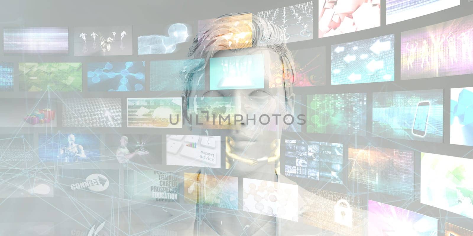Man Accessing Technology Information and Multimedia Content on Internet