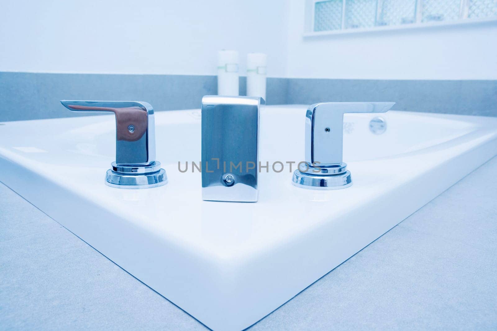 Close-up of a bathtub faucet