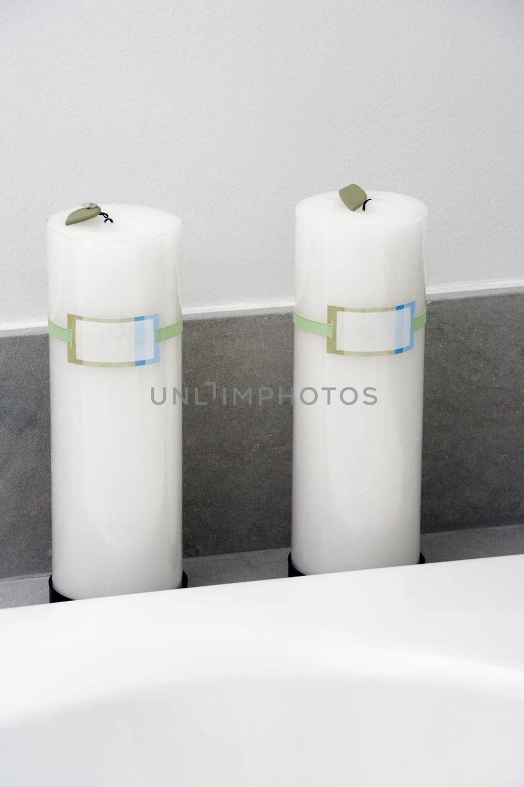Close-up of candles in the bathroom