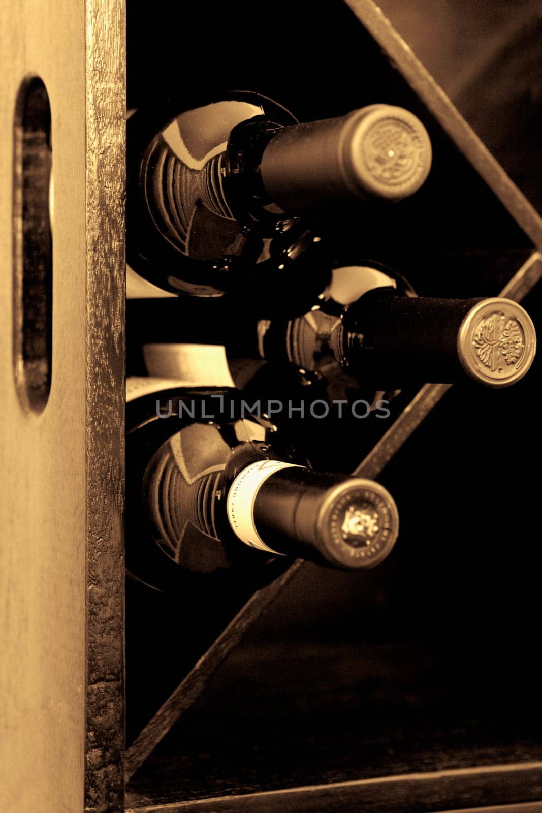 Wine bottles in a wine rack