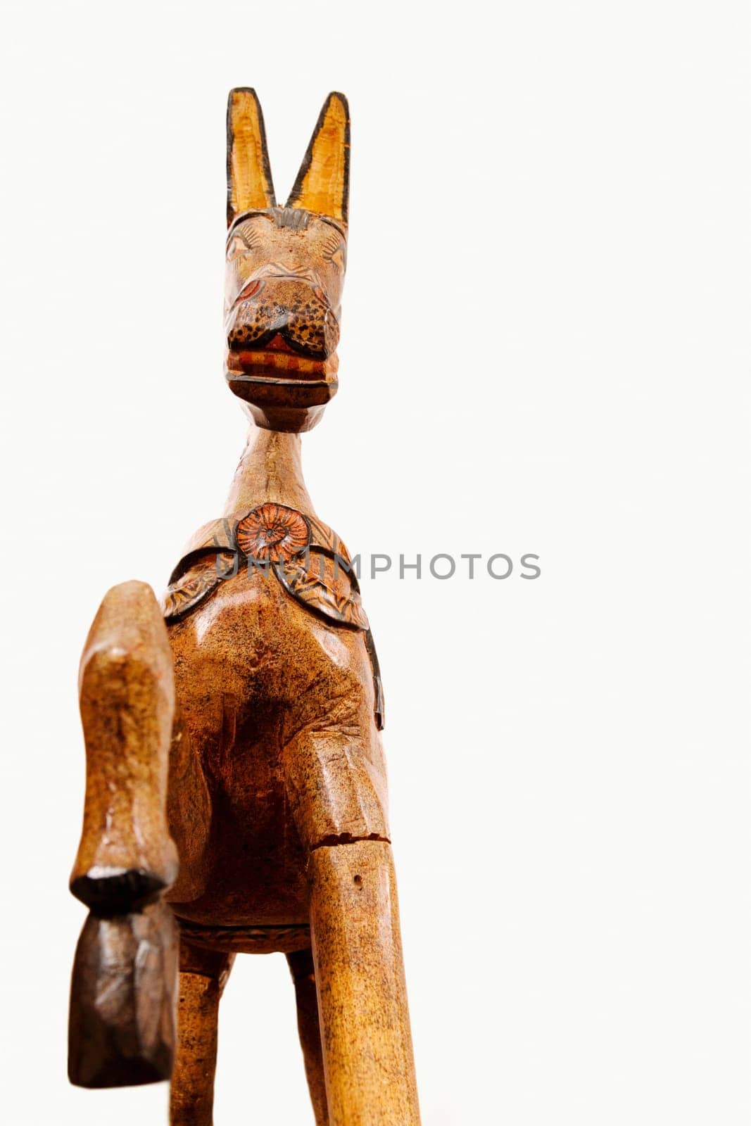 Rear view of a wooden horse