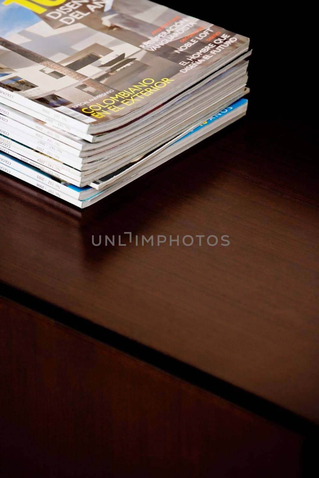 Close-up of magazines on a table