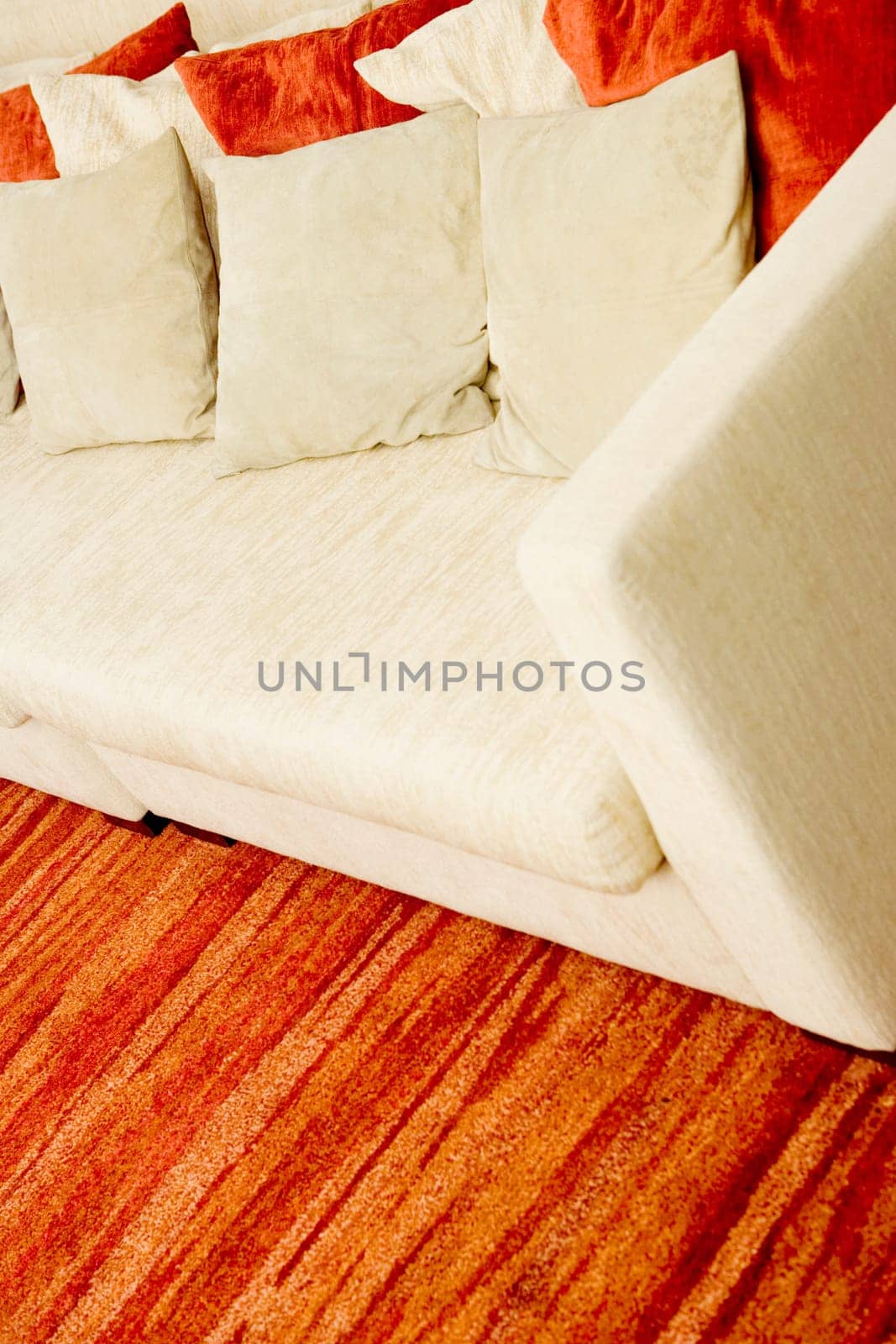 Cushions on a couch in a living room