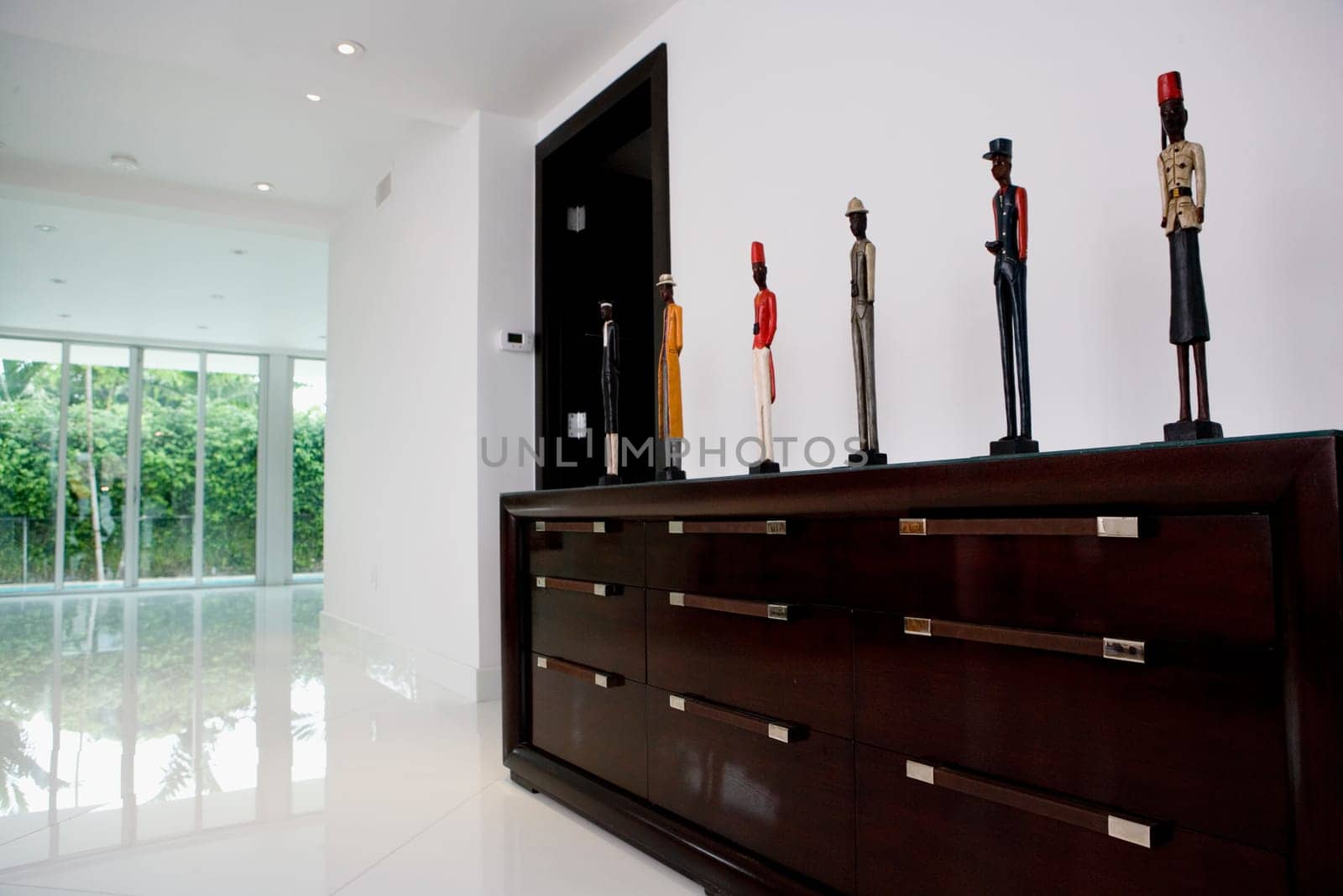 Figurines on a cabinet