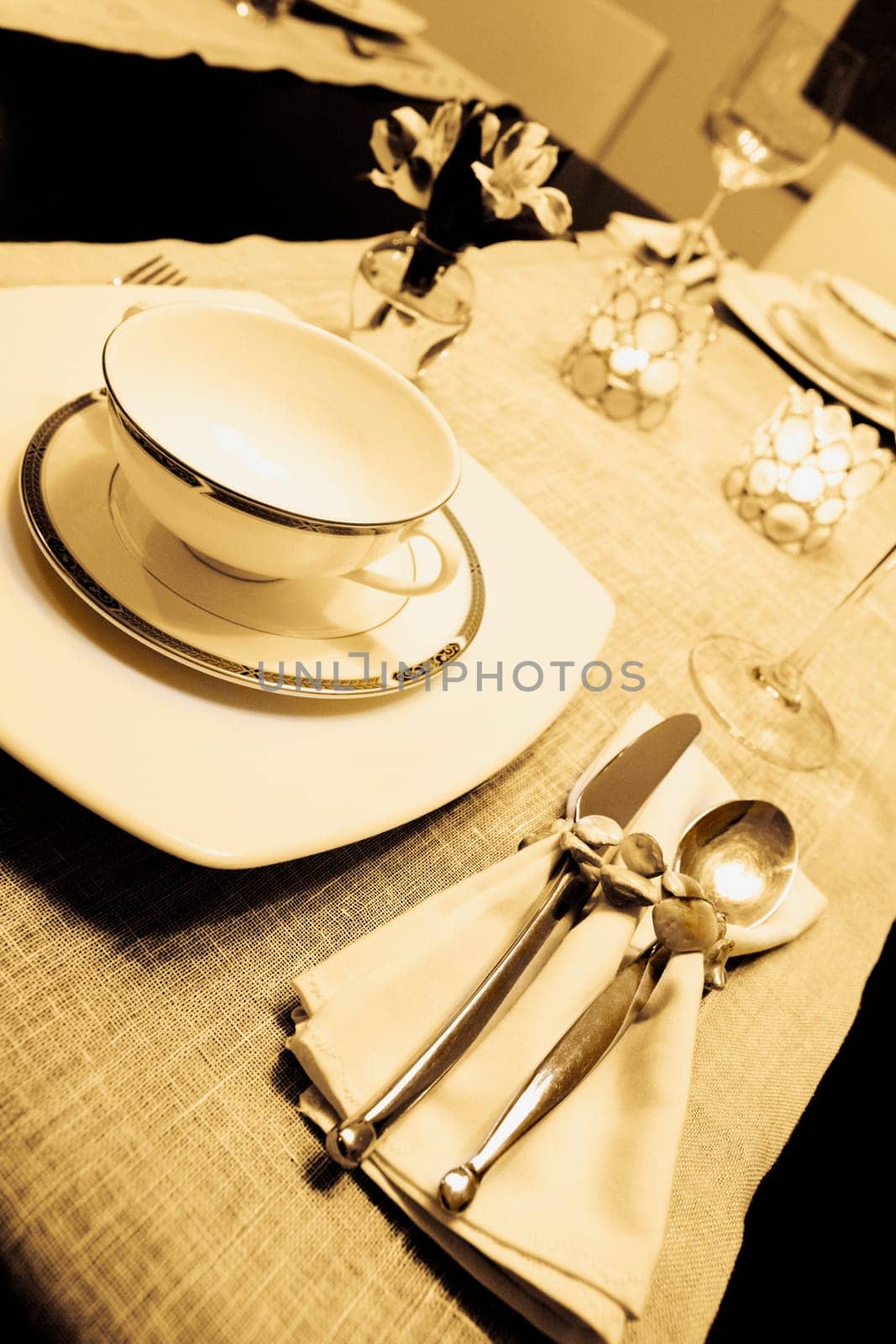 Place setting on a dining table