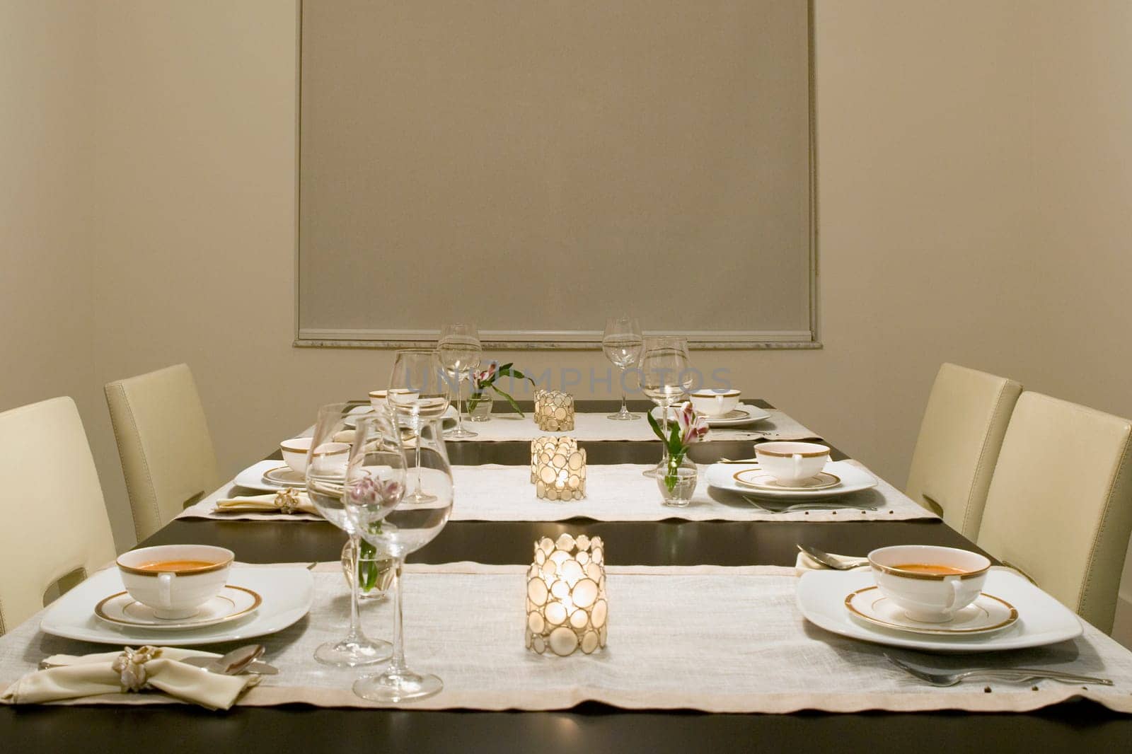 Place setting on a dining table