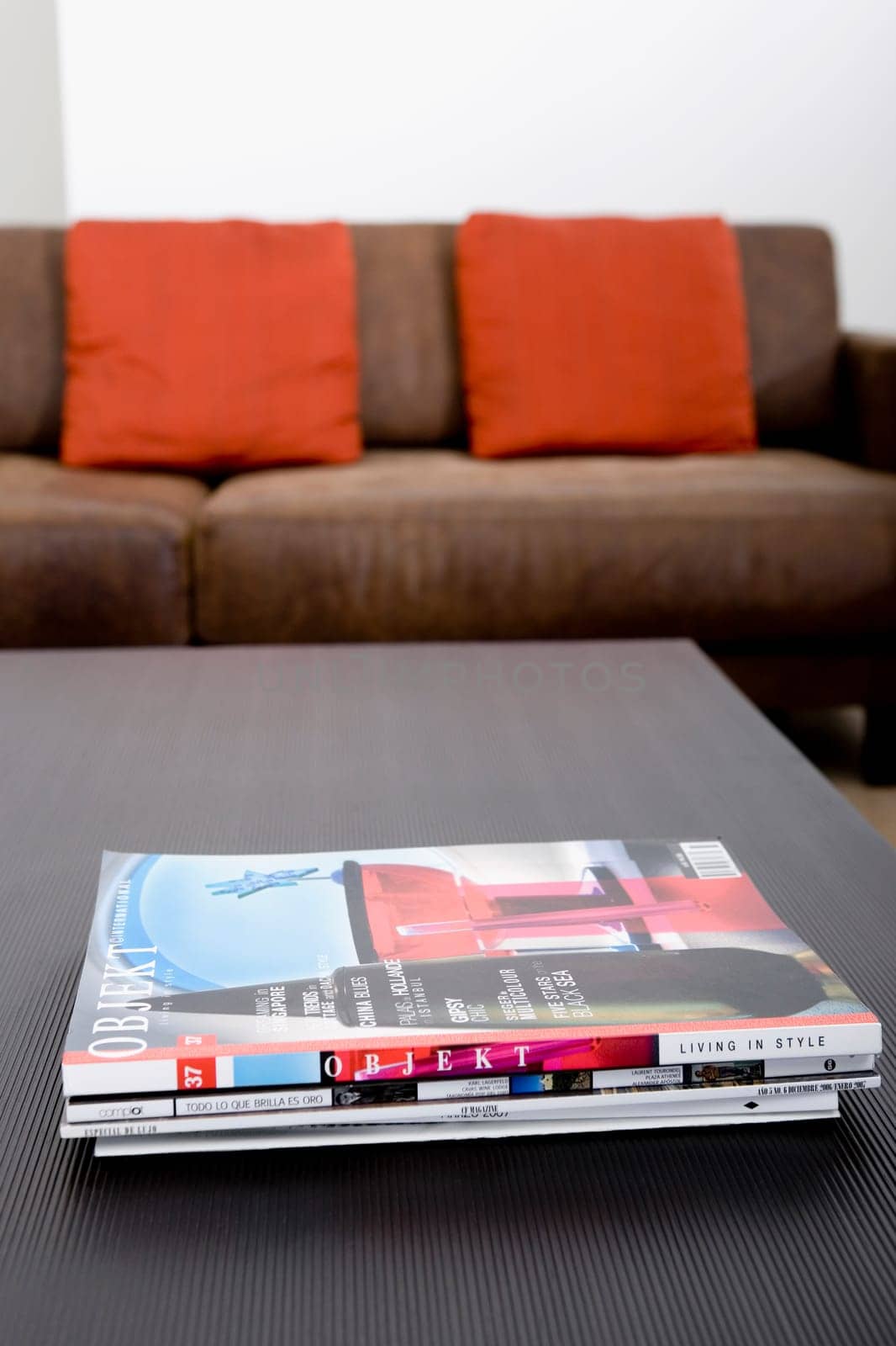 Close_up of magazines on a table