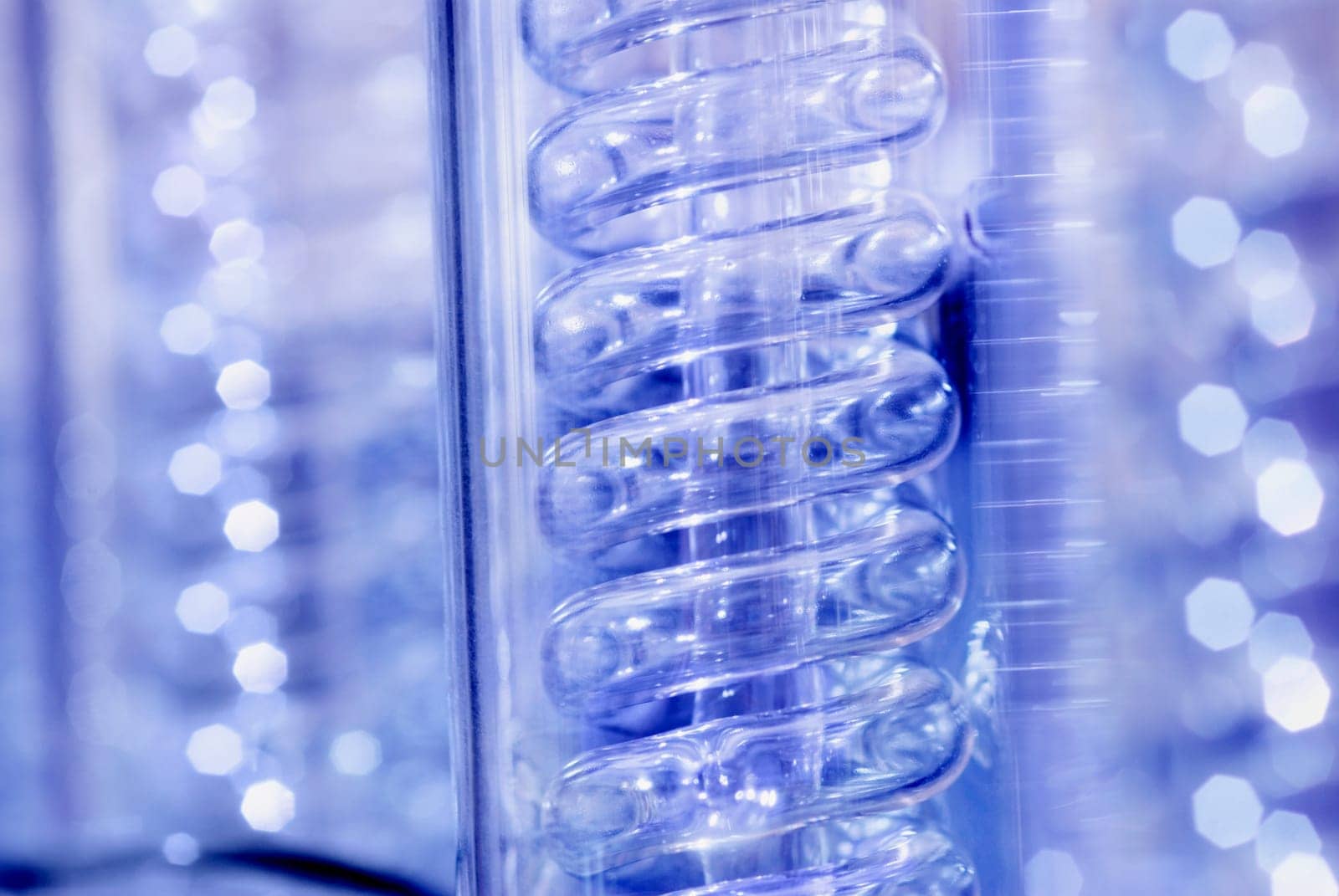 Close-up of a spiral glass tube