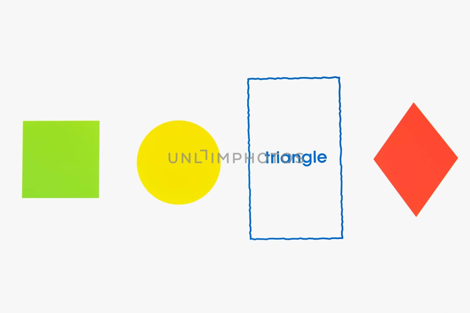 Close-up of four different geometric shapes