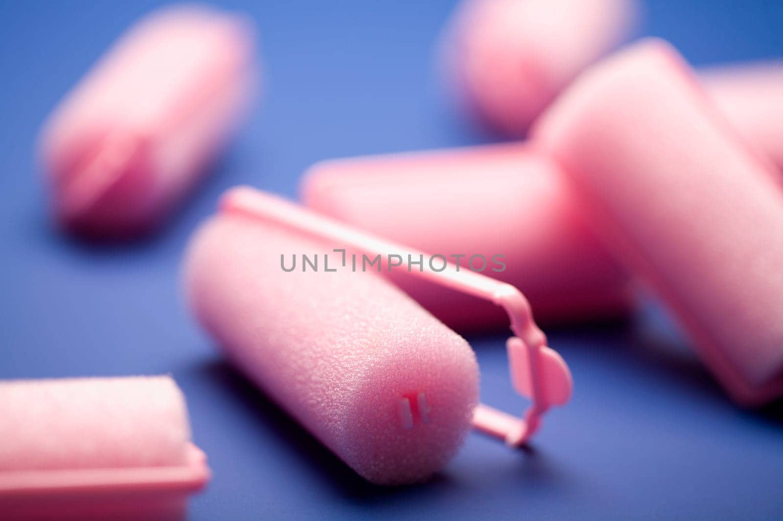 Close-up of hair curlers