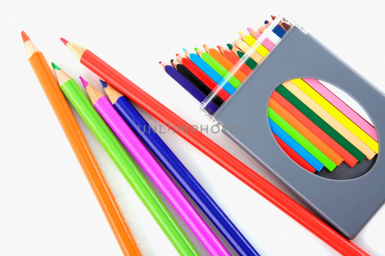 Close-up of a group of colored pencils