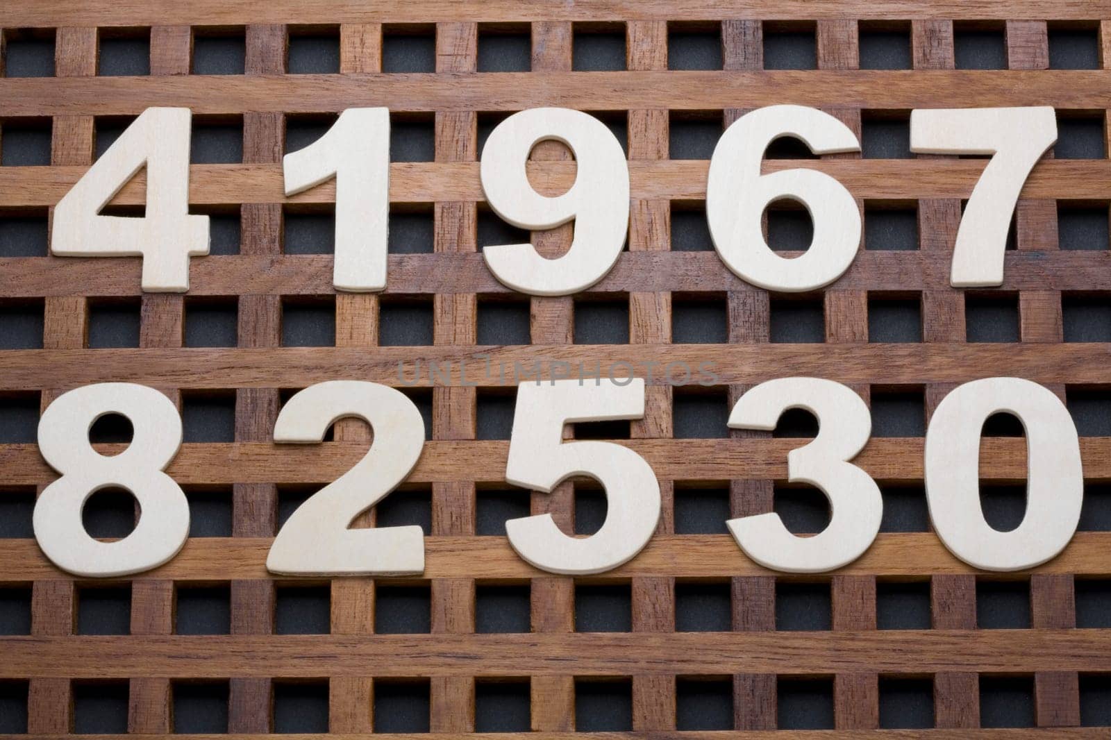 Close-up of numbers on a wood structure