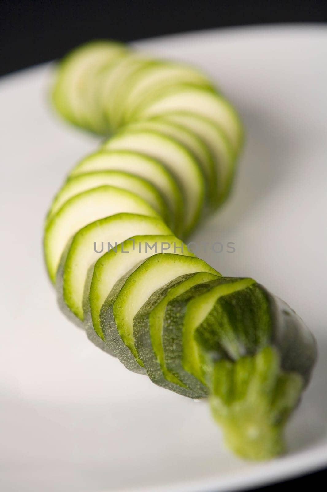 Close-up of slices of zucchini in a plate
