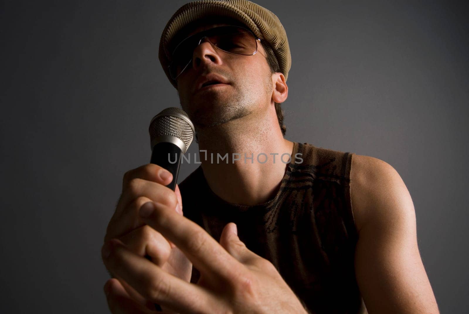 Close-up of a male singer singing