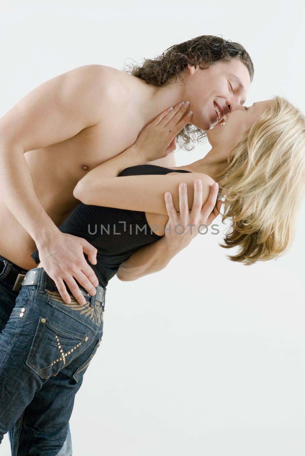 Young couple romancing and smiling