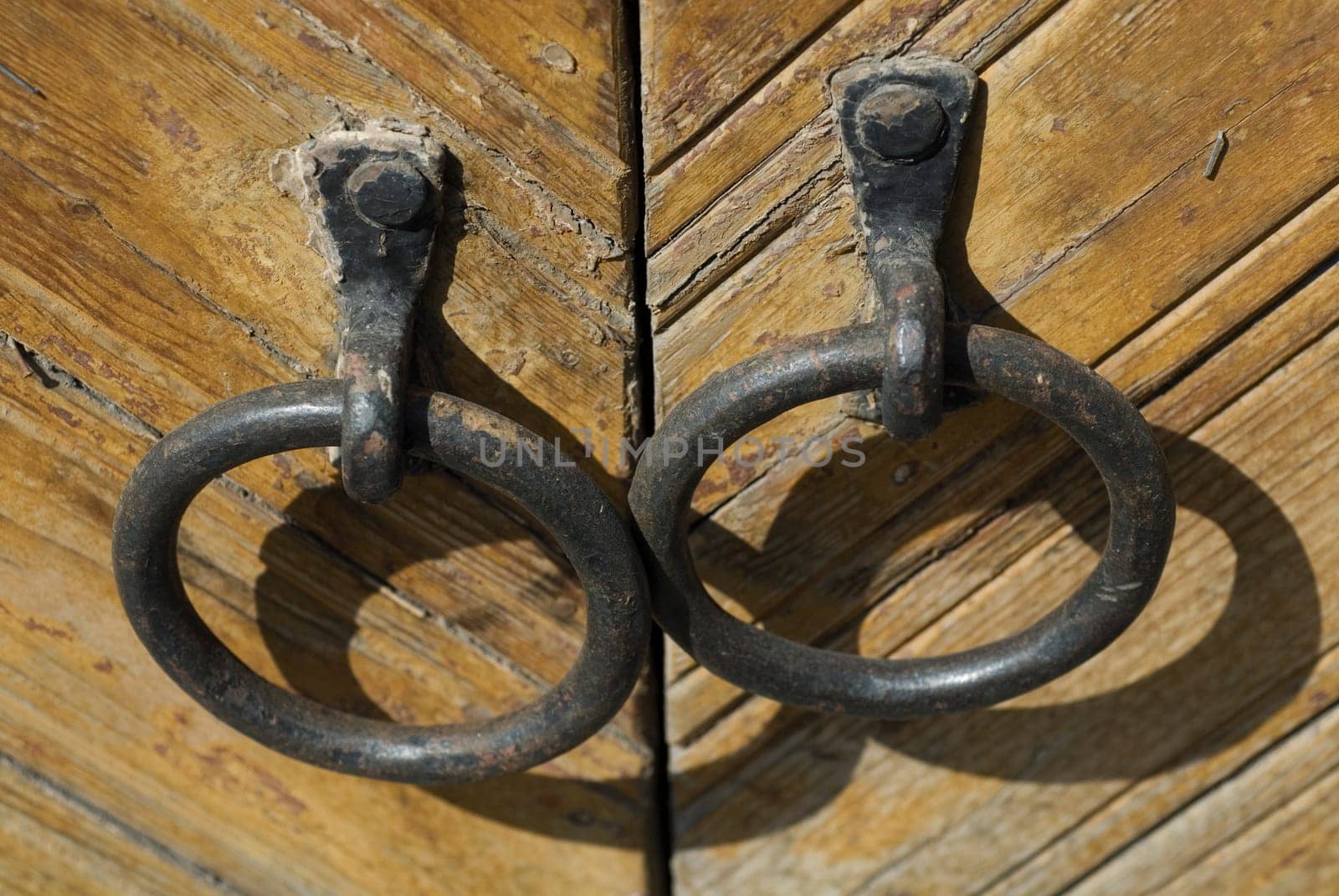 Close-up of metal doorknockers