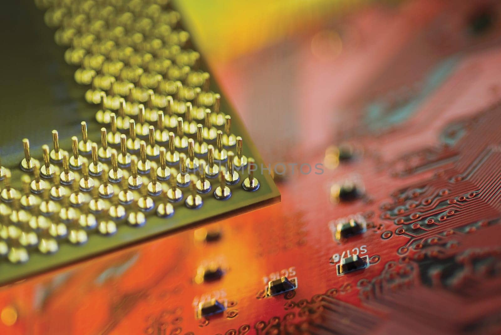 Close_up of a CPU on a mother board