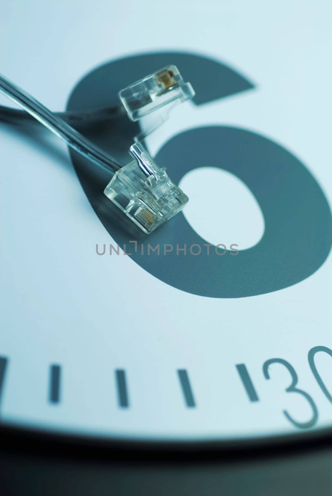 Close_up of a network connection plug