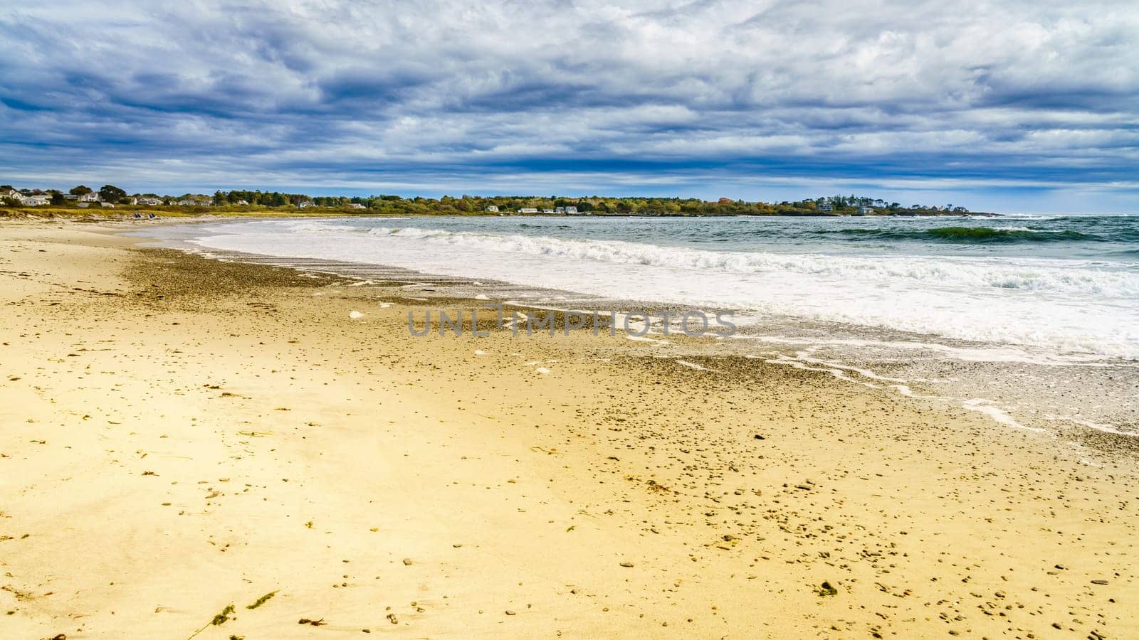 Scenic view of coastline at Crescent Beach State Park in Cape Elizabeth, Maine