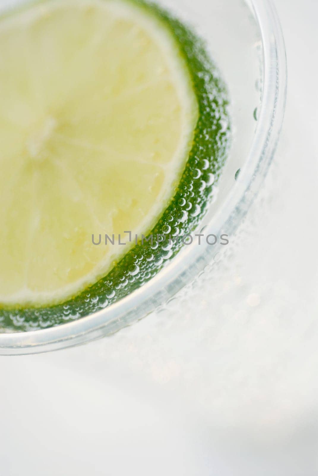 High angle view of a glass of lemonade