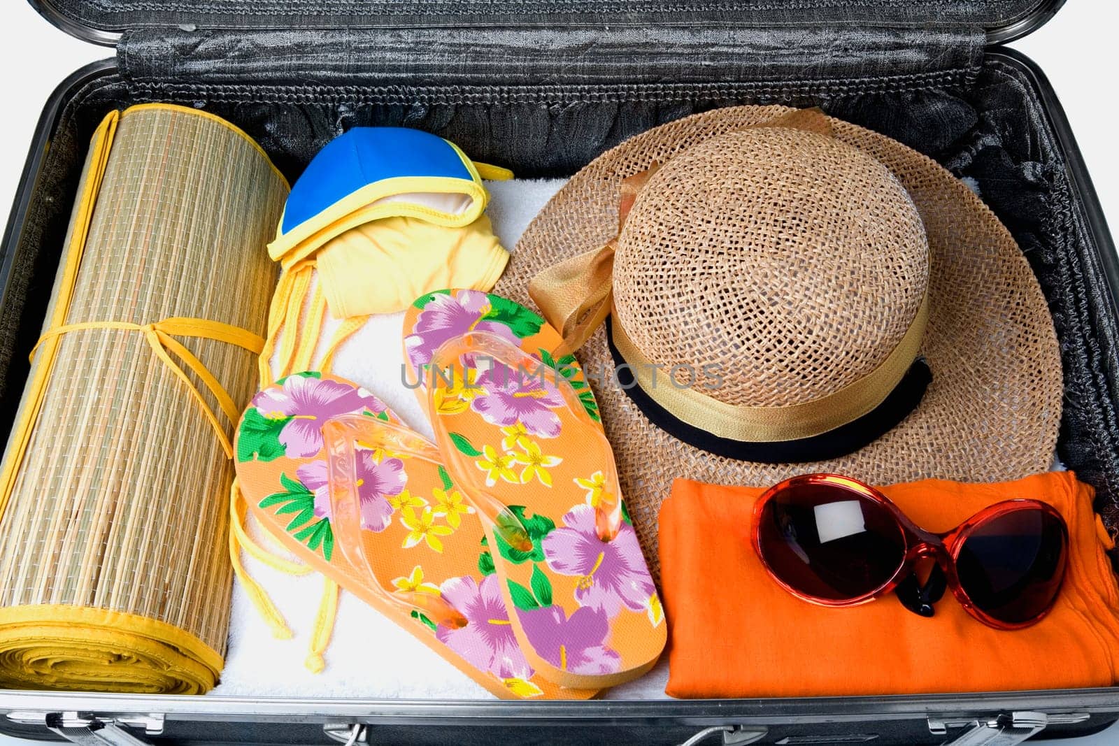 Close-up of an open suitcase