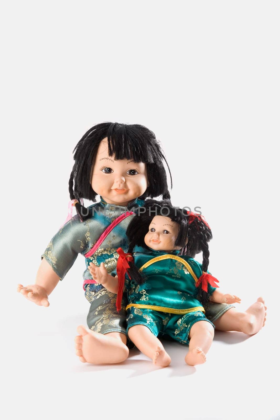 Close-up of two dolls