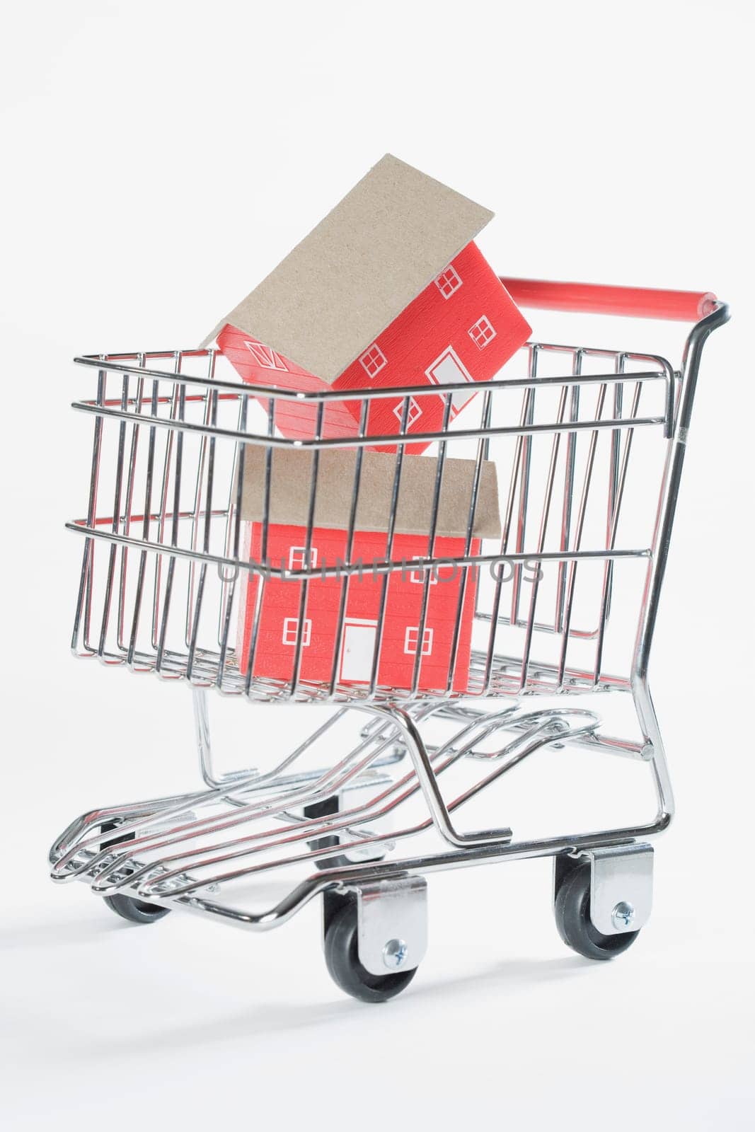 Close_up of two model homes in a shopping cart